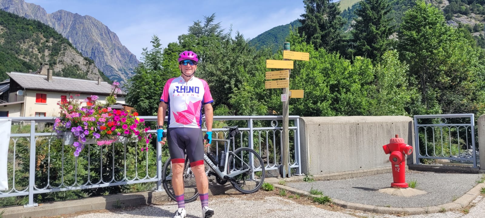 Tim on his road bike at Le Périer