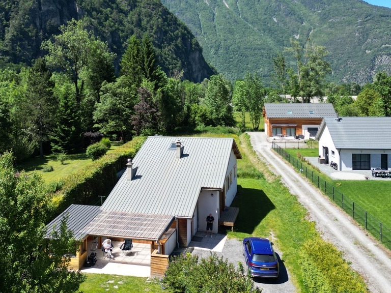 104 Chemin des Effonds from above, Mo on the terrace