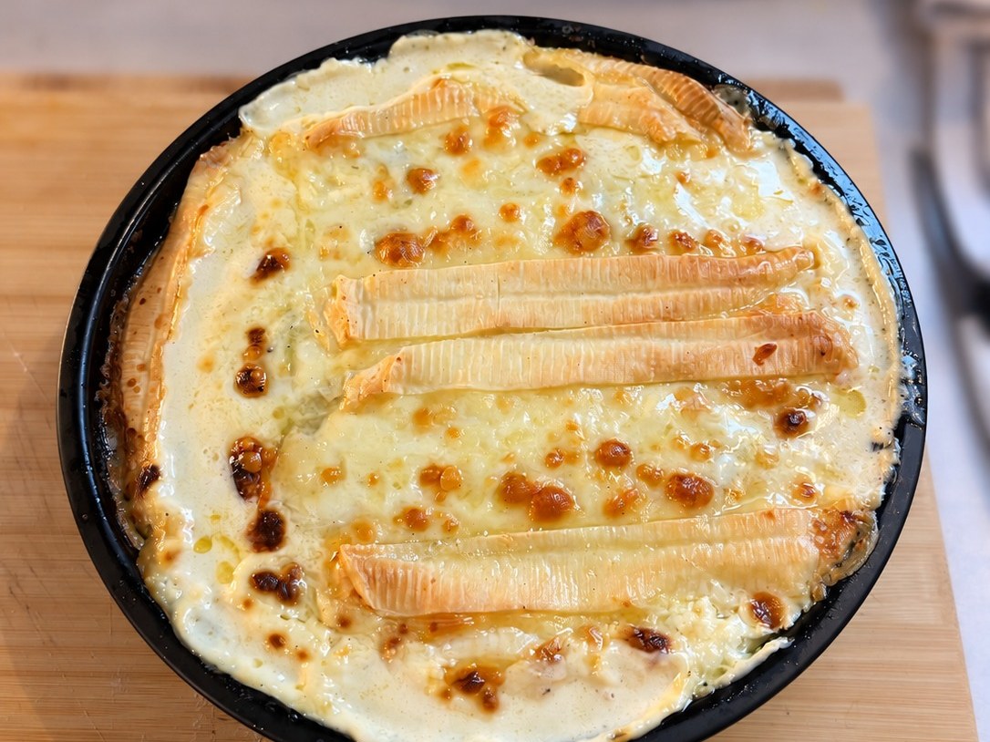 Tartiflette gratin, golden and bubbling